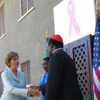 Laura Bush at an AIDS clinic